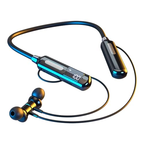 Image of iFAST Digital Display Bluetooth 5.3 Wireless Neckband Earphone with Mic | Up to 100 Hours Music Playtime |Noise Cancellation, Voice Assistance, Dual Pairing, Plug-in Cards Mode [ Black]