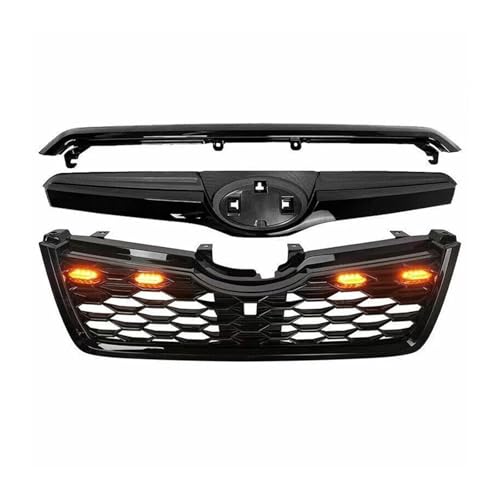 ラジエーターグリル 用 スバル フォレスター 2013-2018 グロスブラック ABS フロントグリルメッシュキット ライト付き アッパーバンパー レーシング KVJYNALOA