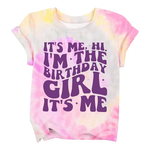 Image of LOTUCY Birthday Girl Outfit for Kids Its Me Hi Im The Birthday Girl Shirt | Birthday Party TopsToddler Kid Girls Tie Dye T-Shirt B-Day Gifts