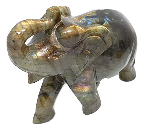 Eclectic Shop Uk Labradorite Pierre précieuse Pierre précieuse de Cristal de tête de Bouddha sculpté Bouddhiste Reiki Spiritualité (1 pièce)