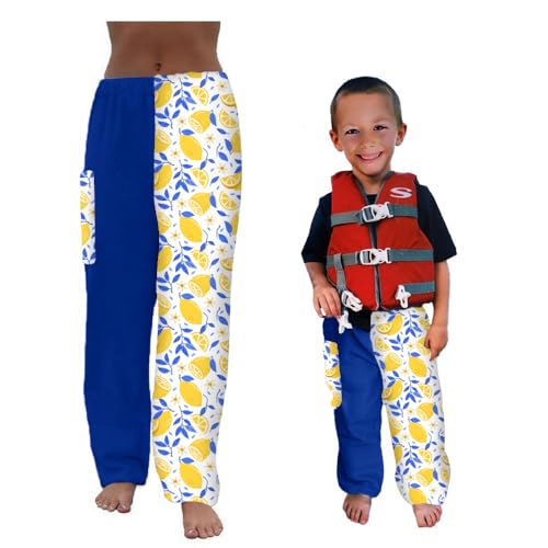 Towel Pants for Swimmers – Lemons - Cotton Terry Towel Pants – Beach Coverup – Resort Wear – Swim wear