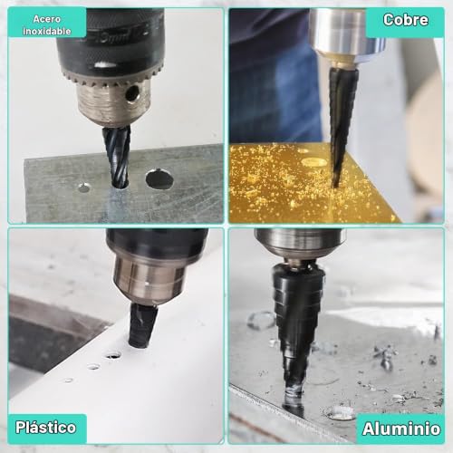 Miniatura 4 de Lekomesh Broca Escalonada Hss 4-22mm - Broca Cónica Hss Titanio, Vástago Hexagonal, Broca Escalonada M35 Para Acero Inoxidable Metal Aluminio Cobre Madera Plástico