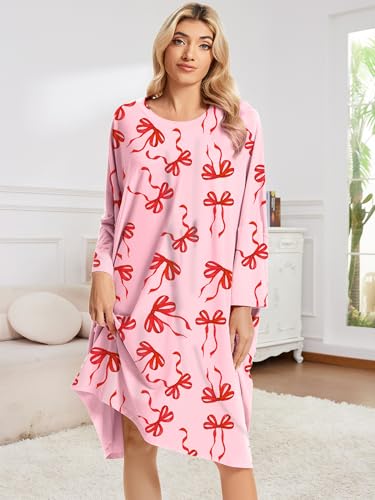 Image of CRIPOM Plus Size Moo Moos for Women Oversized Sleep Shirts for Women Oversized Nightgown with Pocket Fit S-5XL
