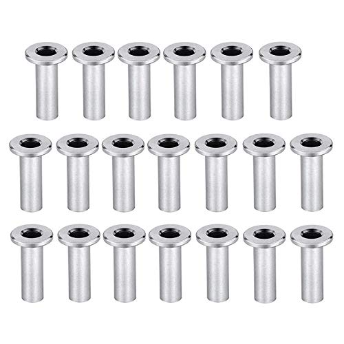 Malloy 20 Piezas T316 Fundas Protectoras de Acero Inoxidable para Kit de Barandilla de Cable de 1/8 Pulgadas 5/32 Pulgadas 3/16 Pulgadas, Postes de Madera, Barandilla de Bricolaje
