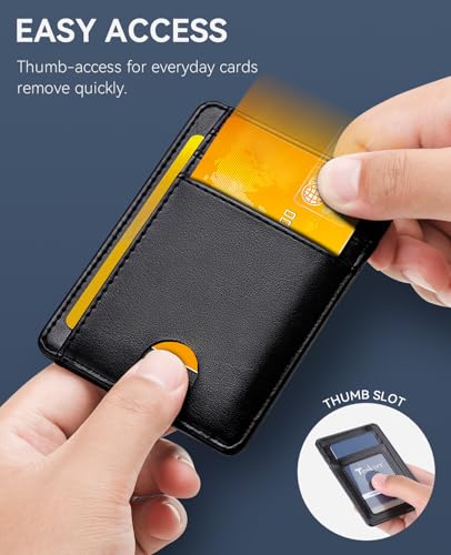 Teskyer Slim Wallet for Men, Minimalist Front Pocket RFID Blocking Leather Wallet Credit Card Holder for Men & Women4