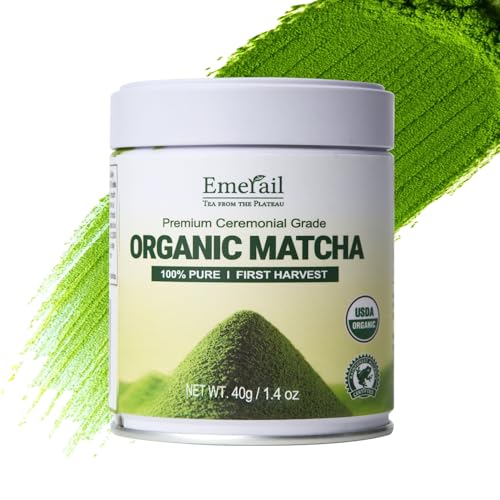 Emerail Organic Ceremonial Grade Matcha, Premium First Harvest Matcha Green Tea Powder, 100% Pure USDA-Certified, Sugar-Free Gluten-Free Vegan (40g / 1.4oz) 1.4 Ounce (Pack of 1)