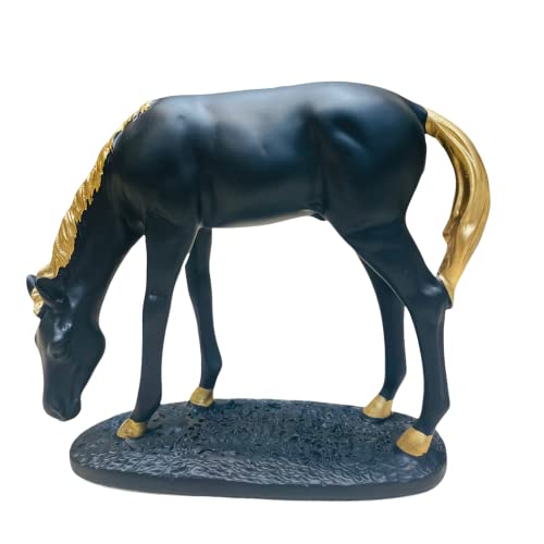 Image of AUGEN Polyresin Black Horse Idol Statue Showpiece for Home Decor Decoration and Gifting (1 Piece, 8104B)