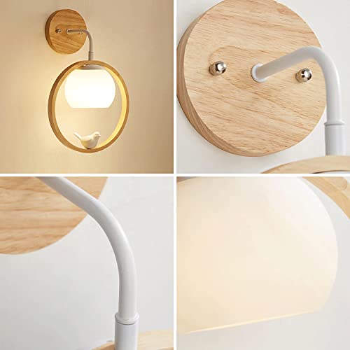 Lámpara de pared de registro de anillo con aplique de madera E27 6