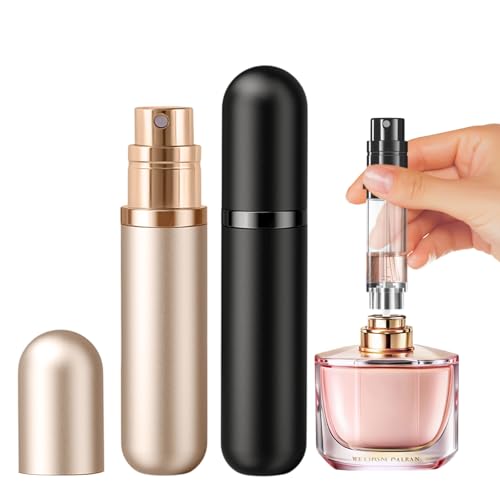 JOOMOKO Parfümzerstäuber nachfüllbar 5ml Parfüm Abfüller leer ParfümZerstäuber Sprühflasche für Reise Parfüm zerstäuber für unterwegs kleine Sprühflasche für ParfümSchwarzGold