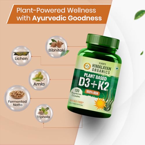Image of Vlado's Himalayan Organics Calcium Magnesium Zinc with Vitamin D3, B12 & K2 + Plant Based Vitamin D3 (Lichen) & K2 MK7 | Bone, Joint, Muscle & Immune Support | Vegetarian Combo Pack