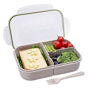 Itopor® Lunch Box,Ideal Eco-Friendly Bento Box for Kids & Adults,Natural Wheat Fiber Material,Leak-Proof Kids Lunch Box,Mom’s Choice,BPA-Free,Perfect Food-Safe Lunch Containers for Family(White)