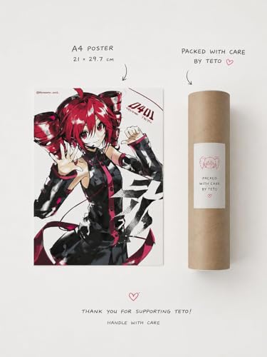 Image of Kasane Teto Poster Set of 3 - Teto Wall Art, Vocaloid Posters, Synthesizer V Anime Wall Decor for Bedroom, Gaming Room & Otaku Collection