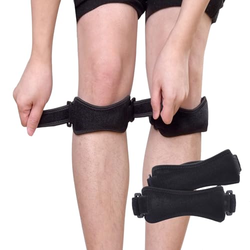 Qaestuan 2 Piezas Cinta Rotuliana Rodilla, Rodillera Rotuliana Adjustable, Cinta Rotulianas para Hombre y Mujer, Rodillera Menisco y Ligamento, para Correr, Deportes y Uso Diario