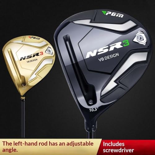 Lewy kierowca golfa dla mężczyzn, regulowane drewno tytanowe z węglem, High Rebound Graphite Hybrid Club Set 1/3/5 Wood, Anti Slice Design for Max Distance & Accuracy, zawiera osłonę głowy