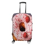 KOAYUBFC Funda de equipaje con forma de dona de fresa aprobada por la TSA, fundas elásticas y lavables, antiarañazos, funda protectora para maletas, Rosquilla de fresa, L, Funda para maleta