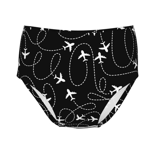 White And Black Airplane Routes Girls' Underwear Soft Cotton Little Girls Panties Comfort Briefs - Main Image