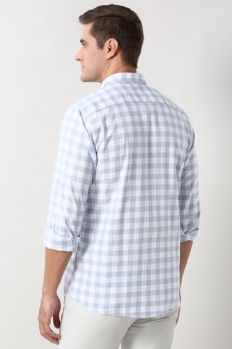 Image of Peter England Slim Fit Checkered Casual Shirt for Men - Full Sleeves | Cotton | Smart & Stylish