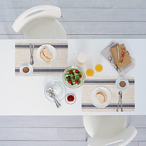 Karlesi Table Runner With Set Of 6 Placemats Vinyl Washable Easy Clean For Dining Table Heat-Resistand Pvc Placemats Set For Family Dinner Kitchen Dining Table Decoration(Blue) #TOP5