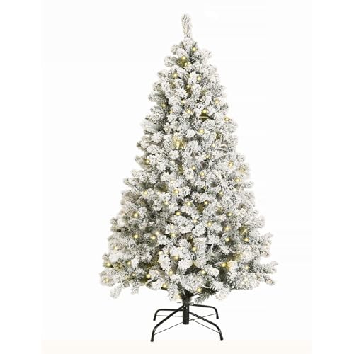 WBHome 5 Feet Snow Flocked Christmas Tree, Prelit