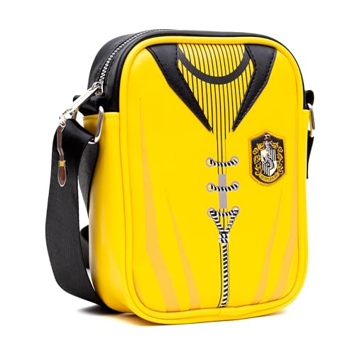 The Wizarding World of Harry Potter Vegan Leather Crossbody Bag with Adjustable Straps, Hogwarts Hufflepuff Quidditch Uniform2