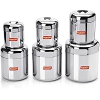 6-Piece Sumeet Stainless Steel Vertical Utility Canisters/Ubha Dabba/Storage Containers Set (320ml, 500ml, 650ml, 950ml, 1150ml, 1600ml)