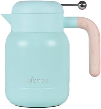 Aura Thermal Coffee Carafe Tea Pot for Keeping Hot & Iced Cold - Vacuum Insulated - Water Pitcher - Beverage Dispenser - Cool Touch Handle & Lid - BPA Free - 1 Liter - Blue