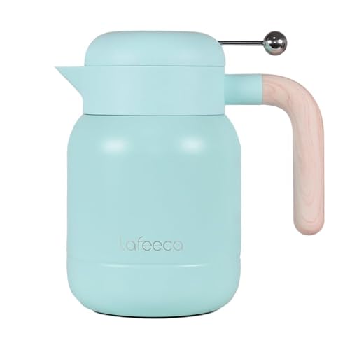 Aura Thermal Coffee Carafe & Tea Pot - Vacuum Insulated Beverage Dispenser - 1L Blue - Cool Touch Handle & Lid - BPA Free