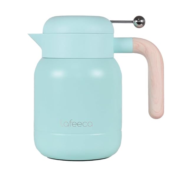 Aura Thermal Coffee Carafe Tea Pot for Keeping Hot & Iced Cold - Vacuum Insulated - Water Pitcher - Beverage Dispenser - Cool Touch Handle & Lid - BPA Free - 1 Liter - Blue by LAFEECA - Used condition - US$22.69