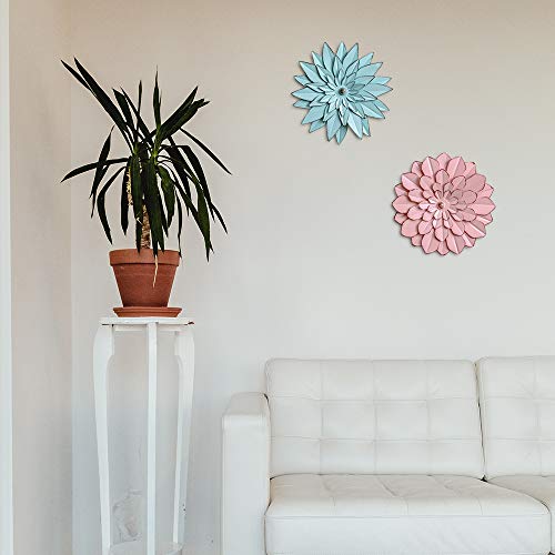 Hogardeck Metal Flower Wall Decor - 10" Metal Floral Wall Decoration For Living Room, Bedroom, Kitchen, Bathroom Decor, Outdoor Wall Art, Set Of 2 #TOP4
