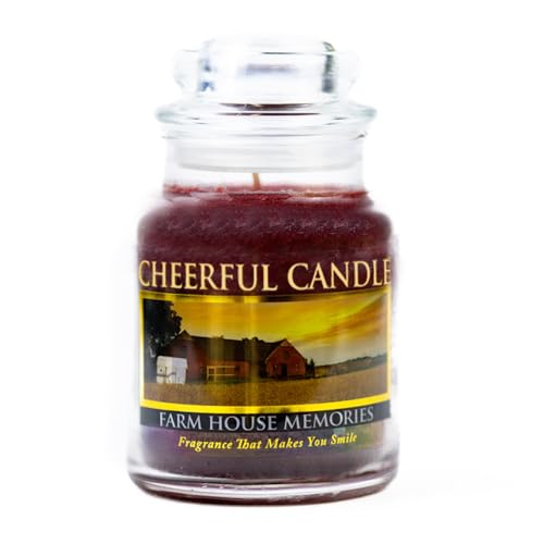 A Cheerful Giver - Farm House Memories Scented Glass Jar Candle (6 oz) with Lid & True to Life Fragrance Made in USA
