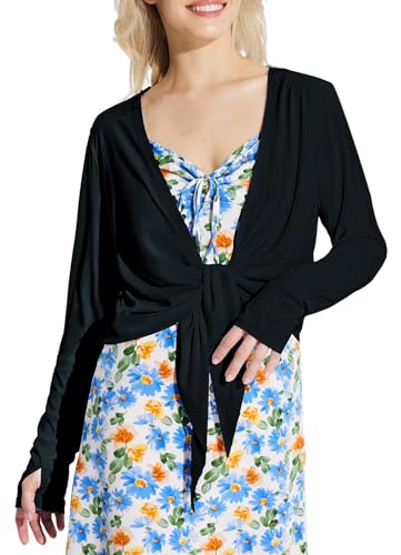 Image of baleaf Women's 2025 UPF 50+ Cropped Cover Up Cardigan Tie Front Lightweight Summer Sun Wrap SPF Shirts Beach Outdoor