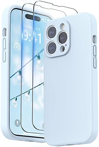 SURPHY Silikonowe Etui do iPhone 14 Pro Max z Ochraniacz Ekran, Case Pokrowiec do iPhone 14 Pro Max z Ochraniacz Aparatu, etui na telefon iPhone 14 Pro Max 6.7 Cala 2022, Różowy piasek