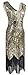 Women 1920s Gatsby V-Neck Sequin Art Deco Flapper Dress with 20s Accessories Set (S, Gold Beige)