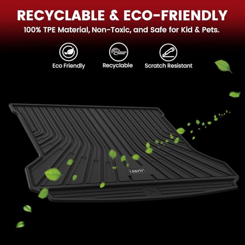Image of LASFIT Custom Fit Trunk Cargo Mat for Volkswagen VW ID.4 2021-2026, (Only Fit Non-Adjustable Carpet Floor), All Weather Protection TPE Trunk Mat Trunk Liner Trunk Tray Cargo Liner, Easy to Clean