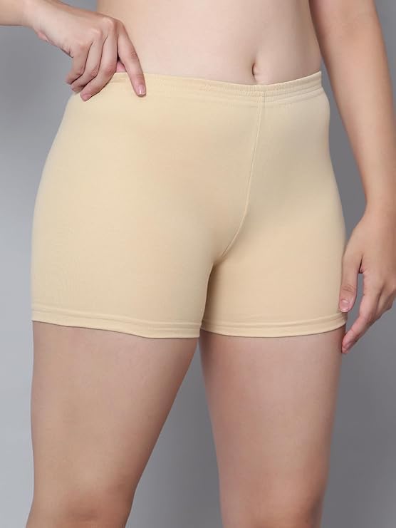 Image of Aimly Cotton Stretchable Cycling Gym Yoga Above Knee Slip Shorts for Women Combo Pack of 3