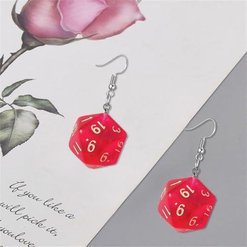 MALOYANVE 3D Dice Earrings for Women Creative Funny D20 Side Cubic Dice Geometric Dangle Drop Weird Earrings Aesthetic 80s Halloween Casino Costume Jewelry (Red) by MALOYANVE - Image 4
