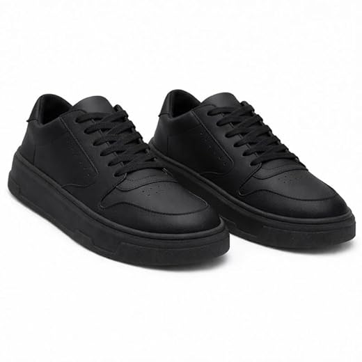 Tenis Casual Masculino Sola Alta Sport Fino Confortável Leve Antiderrapante (Preto, BR, Adulto, Numérico, 39)
