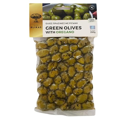 Blikas Aceitunas Verdes Griegas Marinadas Con Orégano, Paquete de 2 x 250 g (Total: 500 g)