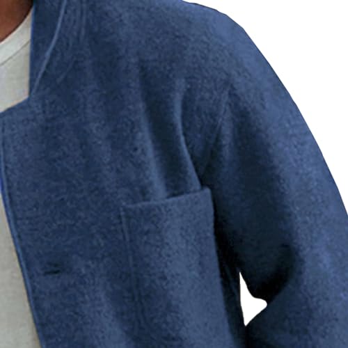 DGKaxiyaHM Men's Solid Colour Casual Shirt Jacket Lightweight Linen Sport Coat Button Down Overshirt Coat With Pockets (3X-Large,Haze Blue 1)3