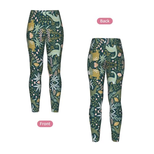 Leggings de compresión suave para mujer con estampado de dinosaurio para el gimnasio 4