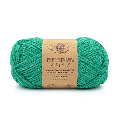 Image of Lion Brand Yarn, Re-Spun Thick & Quick Yarn, Jade, Green, 1 Pack