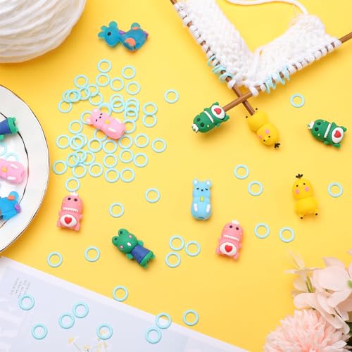 SUNNYCLUE 74Pcs Knitting Tool Kit Knitting Needle Stopper Cartoon Animals Needle Minder Knitting Needle Point Protectors Knitting Stitch Marker Rings Stitch Stoppers for Knitting Crochet Accessories - Image 4
