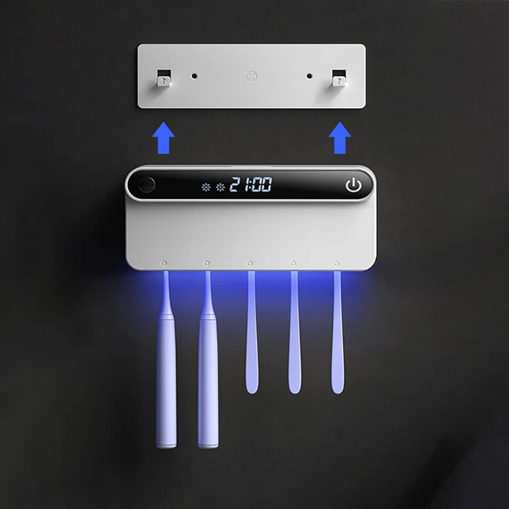 Toothbrush Holders with Auto Drying Function Wall Mounted Tooth Brush Holder for Kids Adults Elders Family Use (White)