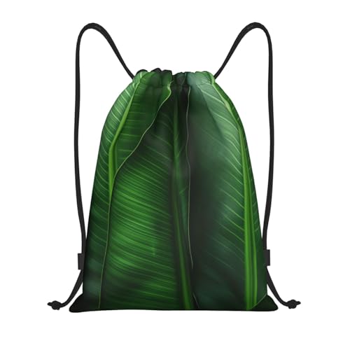 ASLKXOPEMG Mochila con cordón, diseño de hojas jóvenes, bolsa de gimnasio, bolsa de cuerda para yoga, viajes, Negro, M