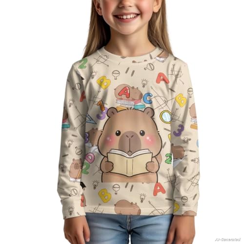 Image of Renewold Boys Girls Tees Kids T-Shirt Long Sleeve Crewneck T Shirts Casual Athletic Tops Clothing for Home School Travel