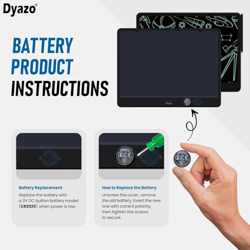 Image of Dyazo 15 Inch LCD Re-Writing Tablet Pad with Stylus Pen | Lightweight and Portable Magic Slate Design for Drawing, Handwriting, Playing, Digital Notepad for Kids and Students | Black