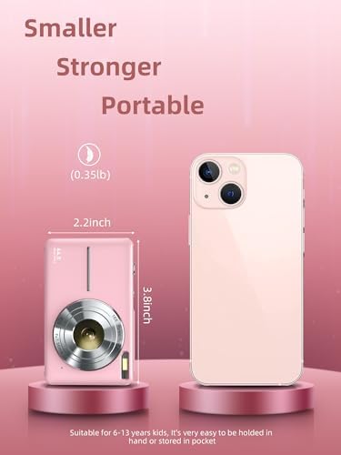 Camkory Digital Camera FHD 1080P with 32G Card 16X Zoom Easy for Kids Pink Detail