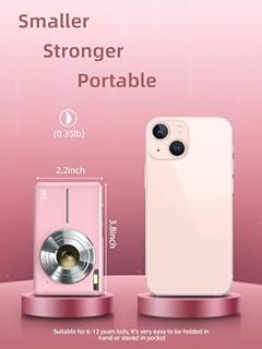 Digital Camera, FHD 1080P Digital Point and Shoot Camera with 16X Zoom Anti Shake, 32GB Card, Compact Small Camera for Boys Girls Kids, Pink