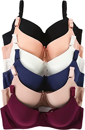 Image of ToBeInStyle Women's Pack of 6 Padded Assorted Styles Supportive Bras Cup Size - A to DDD