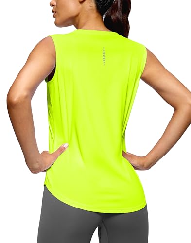 G Gradual Women's Workout Tank Tops Lightweight Sleeveless High Neck Athletic Shirts for Running Gym Tennis Pickleball, Yellow, M